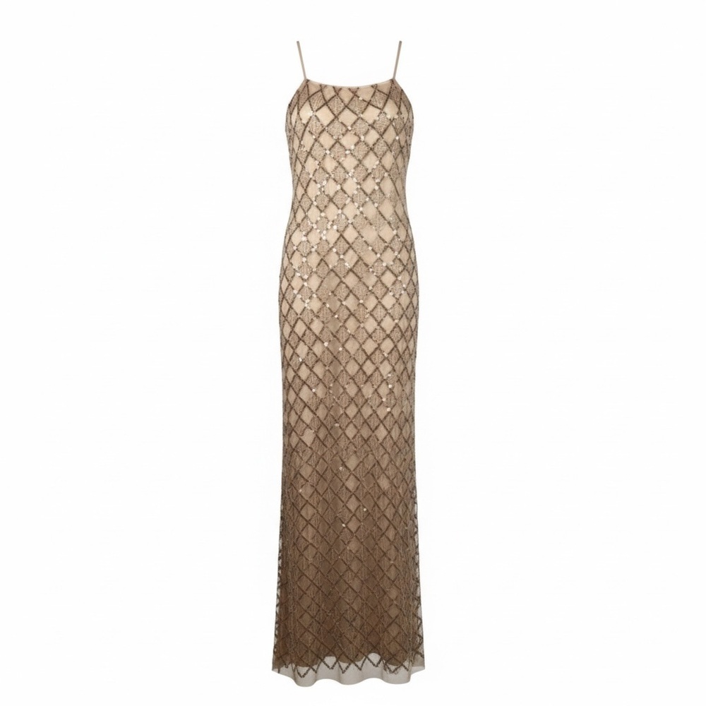 Anthropologie Let Me Be Sequined Gown NWT Champagne Size XL - Picture 2 of 6